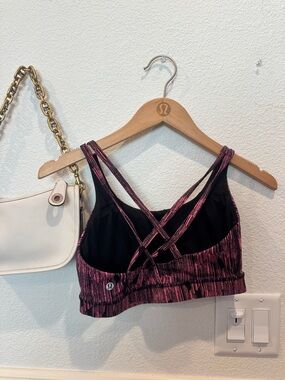 lululemon athletica Black with Pink Heather Crisscross Sports Bra